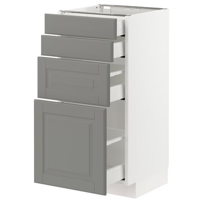 METOD Base cab 4 frnts/4 drawers, white Maximera/Bodbyn grey, 40x41x80 cm