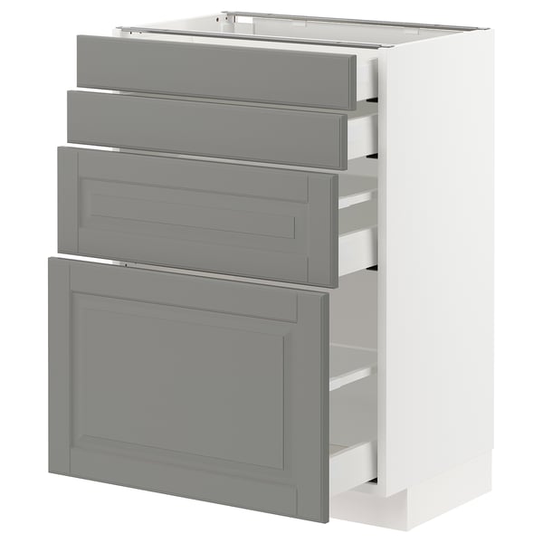 METOD Base cab 4 frnts/4 drawers, white Maximera/Bodbyn grey, 60x41x80 cm