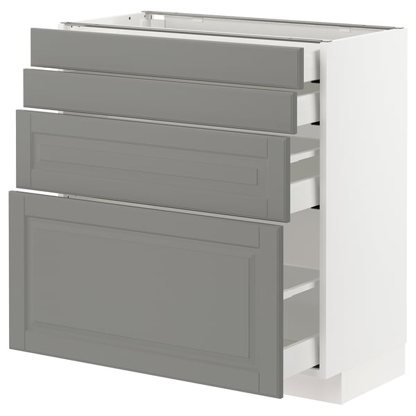 METOD Base cab 4 frnts/4 drawers, white Maximera/Bodbyn grey, 80x41x80 cm