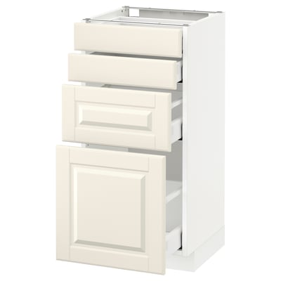 METOD Base cab 4 frnts/4 drawers, white Maximera/Bodbyn off-white, 40x41x80 cm