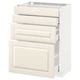 METOD Base cab 4 frnts/4 drawers, white Maximera/Bodbyn off-white, 60x41x80 cm