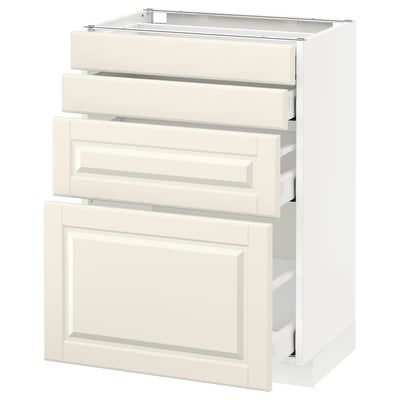METOD Base cab 4 frnts/4 drawers, white Maximera/Bodbyn off-white, 60x41x80 cm