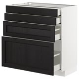 METOD Base cab 4 frnts/4 drawers, white Maximera/Lerhyttan black stained, 80x41x80 cm