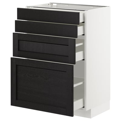 METOD Base cab 4 frnts/4 drawers, white Maximera/Lerhyttan black stained, 60x41x80 cm
