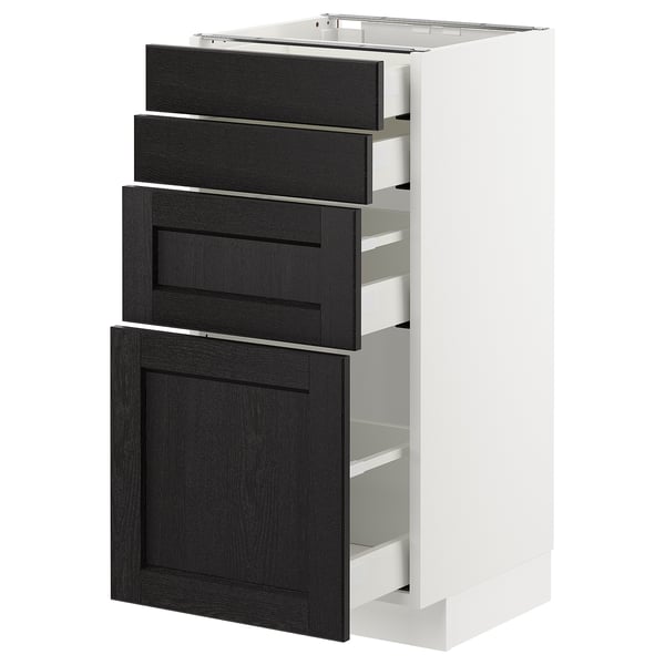 METOD Base cab 4 frnts/4 drawers, white Maximera/Lerhyttan black stained, 40x41x80 cm