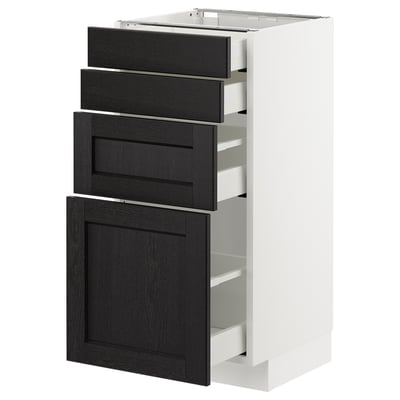 METOD Base cab 4 frnts/4 drawers, white Maximera/Lerhyttan black stained, 40x41x80 cm