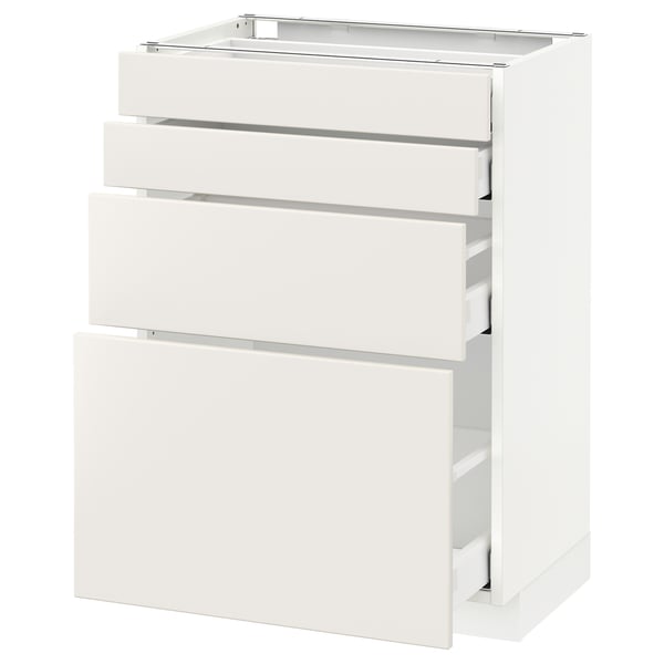METOD Base cab 4 frnts/4 drawers, white Maximera/Veddinge white, 60x41x80 cm
