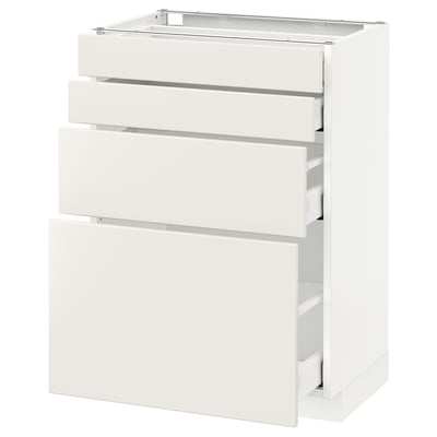 METOD Base cab 4 frnts/4 drawers, white Maximera/Veddinge white, 60x41x80 cm