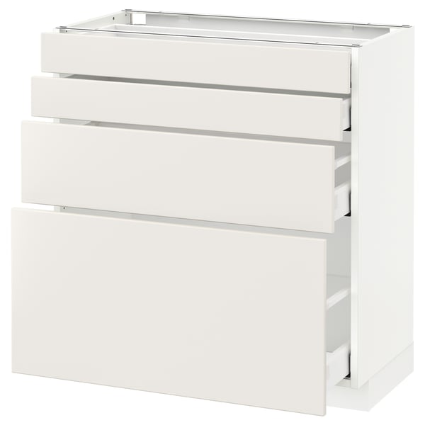 METOD Base cab 4 frnts/4 drawers, white Maximera/Veddinge white, 80x41x80 cm