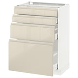 METOD Base cab 4 frnts/4 drawers, white Maximera/Voxtorp high-gloss light beige, 60x41x80 cm