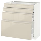 METOD Base cab 4 frnts/4 drawers, white Maximera/Voxtorp high-gloss light beige, 80x41x80 cm