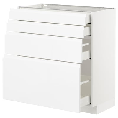 METOD Base cab 4 frnts/4 drawers, white Maximera/Voxtorp high-gloss/white, 80x41x80 cm