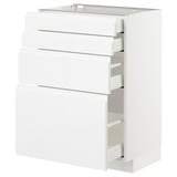 METOD Base cab 4 frnts/4 drawers, white Maximera/Voxtorp high-gloss/white, 60x41x80 cm