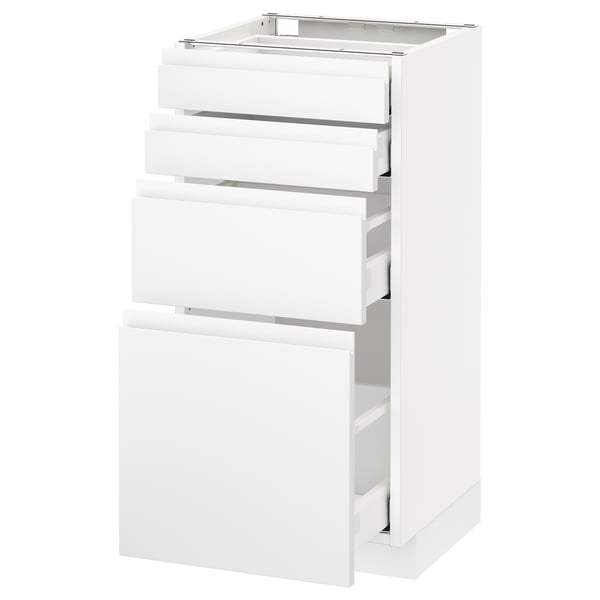 METOD Base cab 4 frnts/4 drawers, white Maximera/Voxtorp matt white, 40x41x80 cm