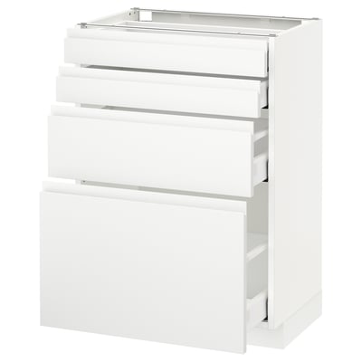METOD Base cab 4 frnts/4 drawers, white Maximera/Voxtorp matt white, 60x41x80 cm