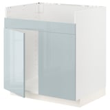 METOD Base cab f HAVSEN double bowl sink, white/Kallarp light grey-blue, 80x60x80 cm