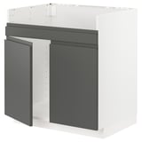 METOD Base cab f HAVSEN double bowl sink, white/Voxtorp dark grey, 80x60x80 cm