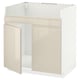 METOD Base cab f HAVSEN double bowl sink, white/Voxtorp high-gloss light beige, 80x60x80 cm
