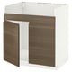 METOD Base cab f HAVSEN double bowl sink, white/Voxtorp walnut effect, 80x60x80 cm