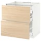 METOD Base cab f hob/2 fronts/3 drawers, white Maximera/Askersund light ash effect, 80x60x80 cm