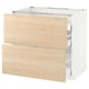METOD Base cab f hob/2 fronts/3 drawers, white Maximera/Askersund light ash effect, 90x60x80 cm