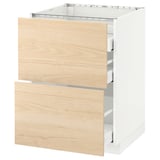 METOD Base cab f hob/2 fronts/3 drawers, white Maximera/Askersund light ash effect, 60x60x80 cm