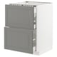 METOD Base cab f hob/2 fronts/3 drawers, white Maximera/Bodbyn grey, 60x60x80 cm