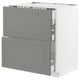 METOD Base cab f hob/2 fronts/3 drawers, white Maximera/Bodbyn grey, 75x60x80 cm