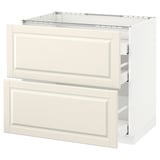 METOD Base cab f hob/2 fronts/3 drawers, white Maximera/Bodbyn off-white, 90x60x80 cm