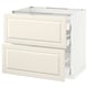METOD Base cab f hob/2 fronts/3 drawers, white Maximera/Bodbyn off-white, 90x60x80 cm