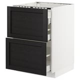 METOD Base cab f hob/2 fronts/3 drawers, white Maximera/Lerhyttan black stained, 60x60x80 cm