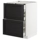 METOD Base cab f hob/2 fronts/3 drawers, white Maximera/Lerhyttan black stained, 60x60x80 cm