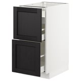 METOD Base cab f hob/2 fronts/3 drawers, white Maximera/Lerhyttan black stained, 40x60x80 cm