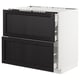 METOD Base cab f hob/2 fronts/3 drawers, white Maximera/Lerhyttan black stained, 90x60x80 cm