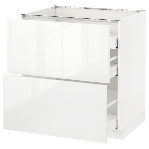 METOD Base cab f hob/2 fronts/3 drawers, white Maximera/Ringhult white, 80x60x80 cm