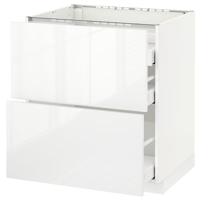 METOD Base cab f hob/2 fronts/3 drawers, white Maximera/Ringhult white, 75x60x80 cm