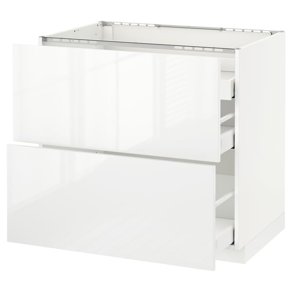 METOD Base cab f hob/2 fronts/3 drawers, white Maximera/Ringhult white, 90x60x80 cm