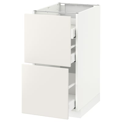 METOD Base cab f hob/2 fronts/3 drawers, white Maximera/Veddinge white, 40x60x80 cm