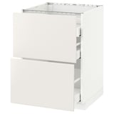 METOD Base cab f hob/2 fronts/3 drawers, white Maximera/Veddinge white, 60x60x80 cm