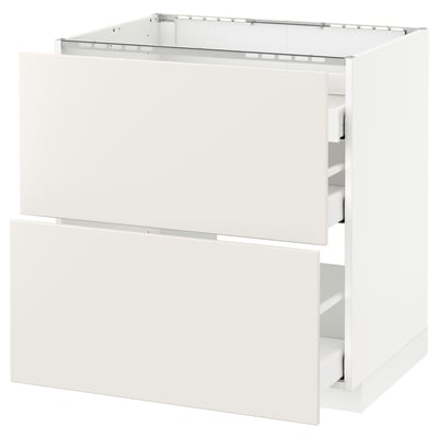 METOD Base cab f hob/2 fronts/3 drawers, white Maximera/Veddinge white, 80x60x80 cm