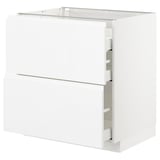 METOD Base cab f hob/2 fronts/3 drawers, white Maximera/Voxtorp high-gloss/white, 80x60x80 cm