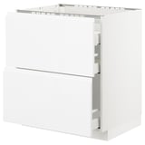 METOD Base cab f hob/2 fronts/3 drawers, white Maximera/Voxtorp high-gloss/white, 75x60x80 cm