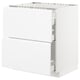 METOD Base cab f hob/2 fronts/3 drawers, white Maximera/Voxtorp high-gloss/white, 75x60x80 cm