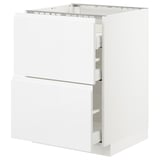 METOD Base cab f hob/2 fronts/3 drawers, white Maximera/Voxtorp high-gloss/white, 60x60x80 cm