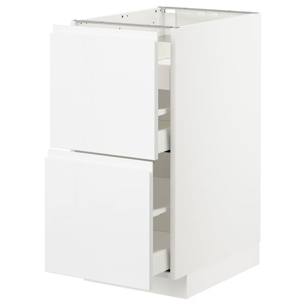 METOD Base cab f hob/2 fronts/3 drawers, white Maximera/Voxtorp high-gloss/white, 40x60x80 cm