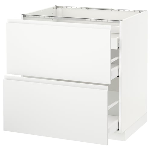 White kitchen cabinet: METOD, 30x30, glossy finish, with 2 drawers & cabinet space.