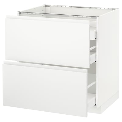 METOD Base cab f hob/2 fronts/3 drawers, white Maximera/Voxtorp matt white, 80x60x80 cm
