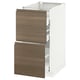 METOD Base cab f hob/2 fronts/3 drawers, white Maximera/Voxtorp walnut, 40x60x80 cm