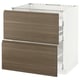 METOD Base cab f hob/2 fronts/3 drawers, white Maximera/Voxtorp walnut, 80x60x80 cm