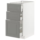 METOD Base cab f hob/3 fronts/3 drawers, white Maximera/Bodbyn grey, 40x60x80 cm
